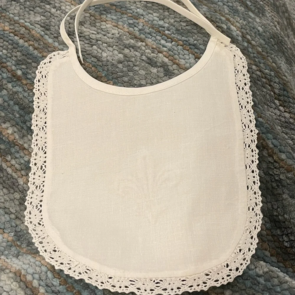 Linen Dedication, Christening, Baptismal Bib. Girls - Boys Newborn Fluer de Lis - Picture 4 of 6